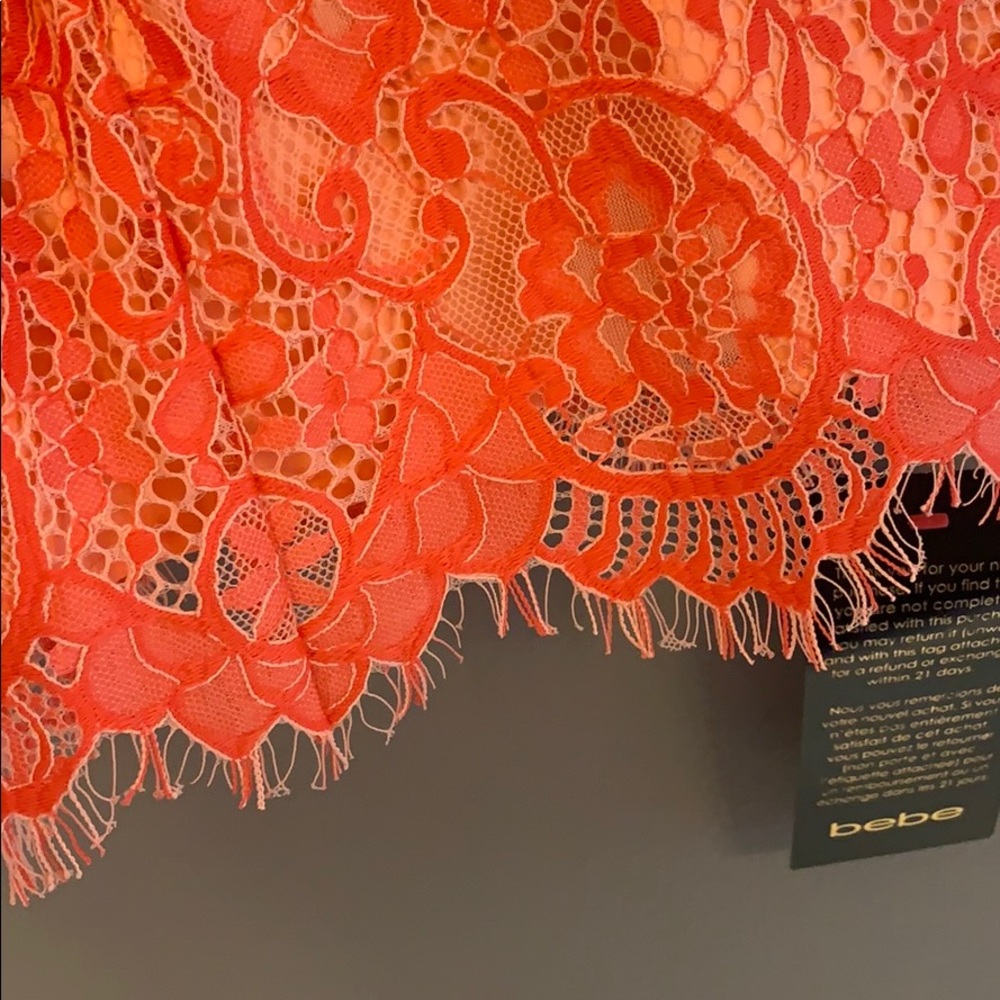 Bebe coral lace zipper back dress - Picture 7 of 8